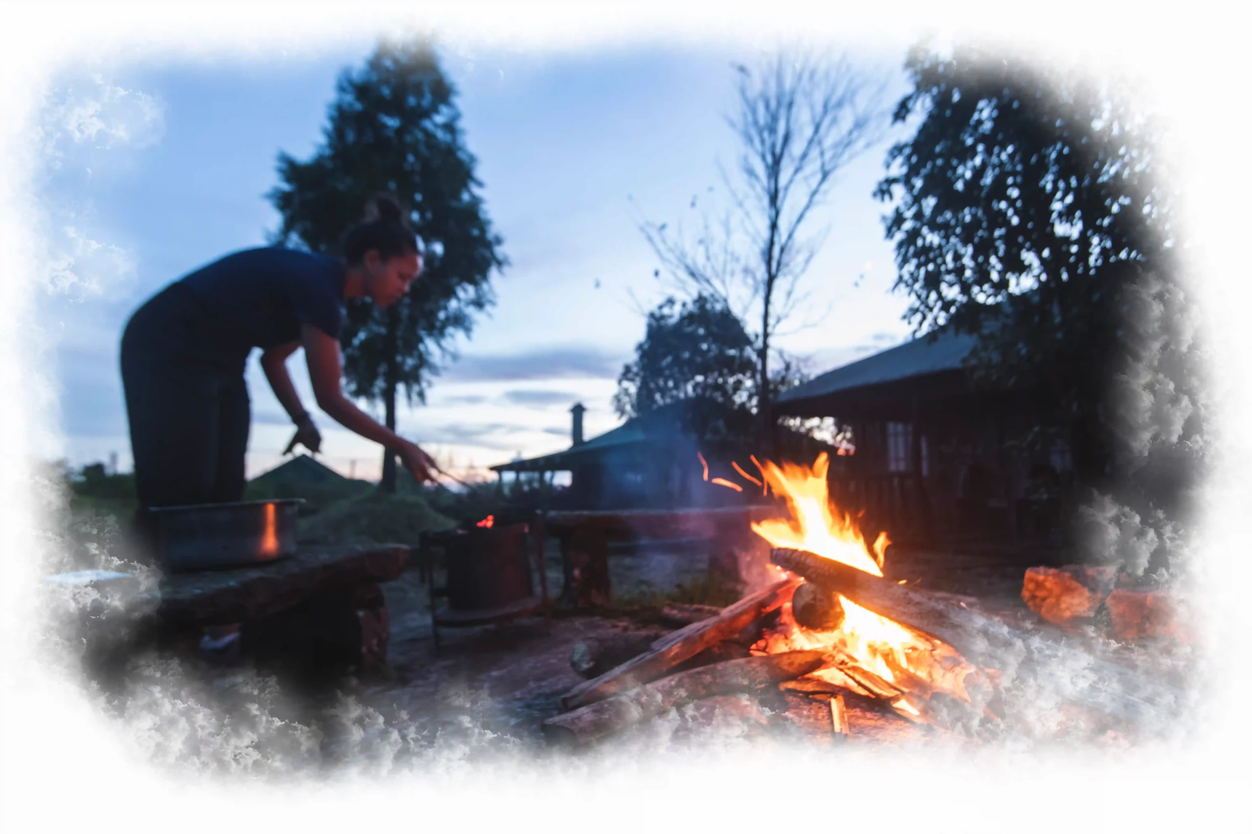 Bonfire outside a cottage at Sa-I-Mika