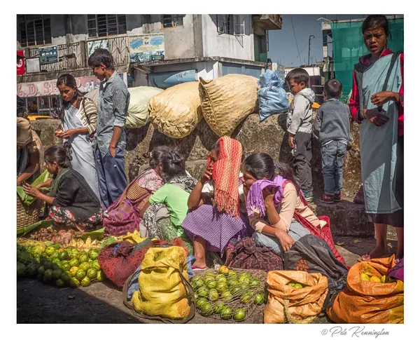 Khasi traders and shoppers at the Sohra market